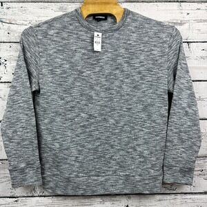 Express Mens Gray Space Dye Crew Neck Long Sleeve Pullover Sweater [Size Medium]